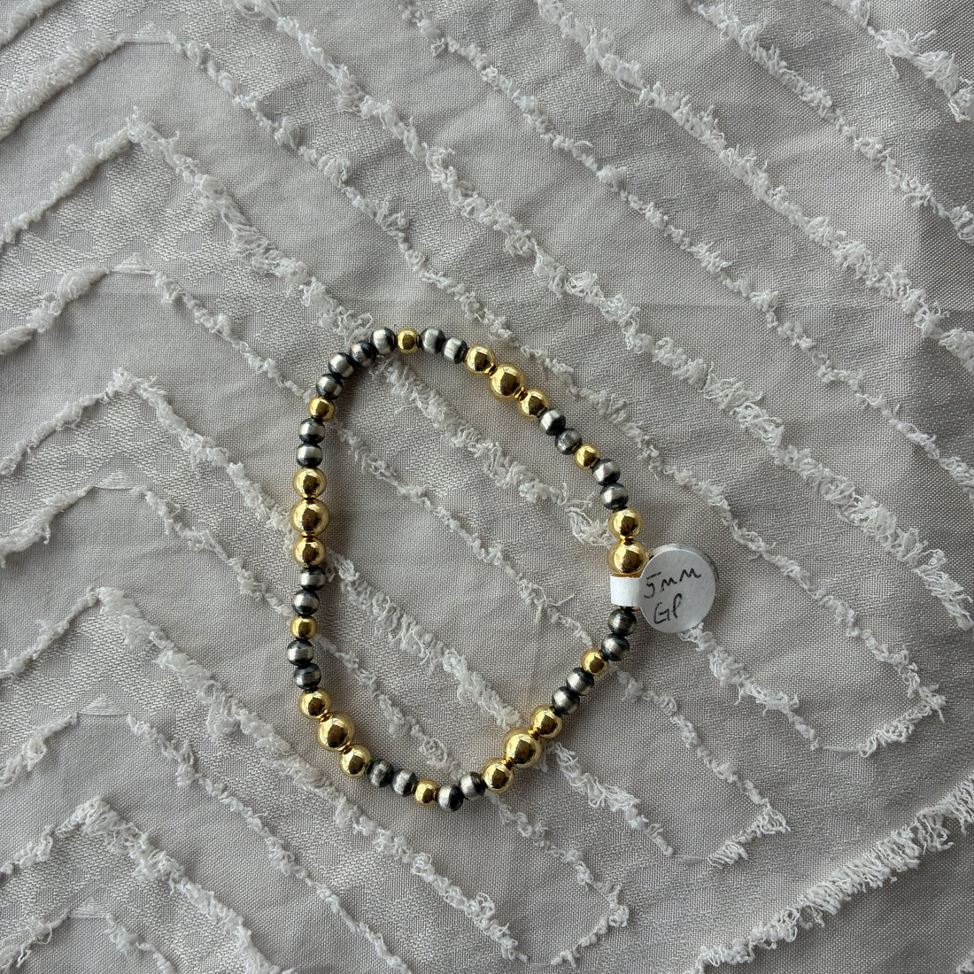 5mm Gold Plated & Pearl Stretchy Bracelet