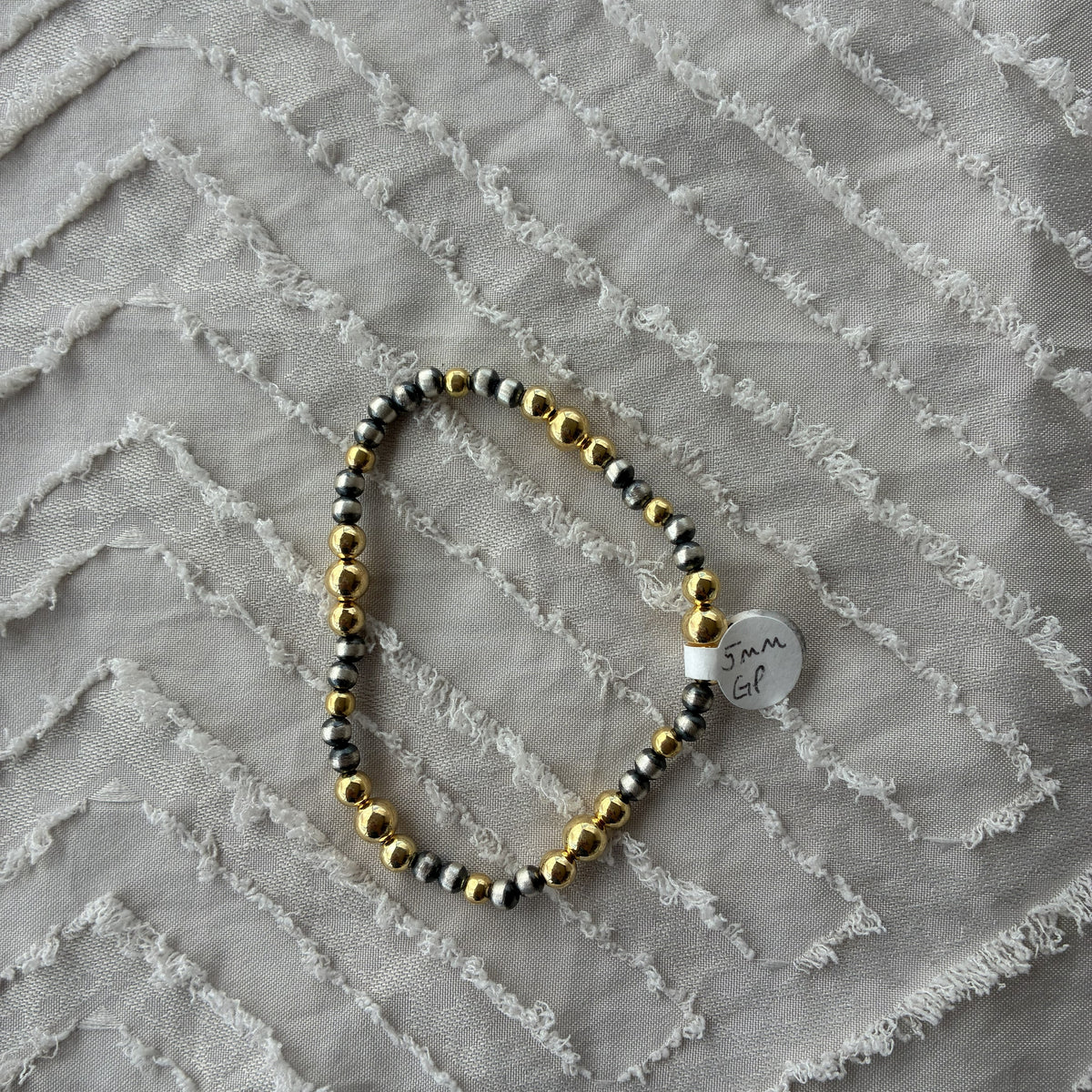 5mm Gold Plated & Pearl Stretchy Bracelet
